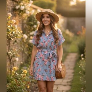 Floral Blue Mini Dress